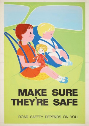 Vintage RoSPA poster for Safety First Seatbelts